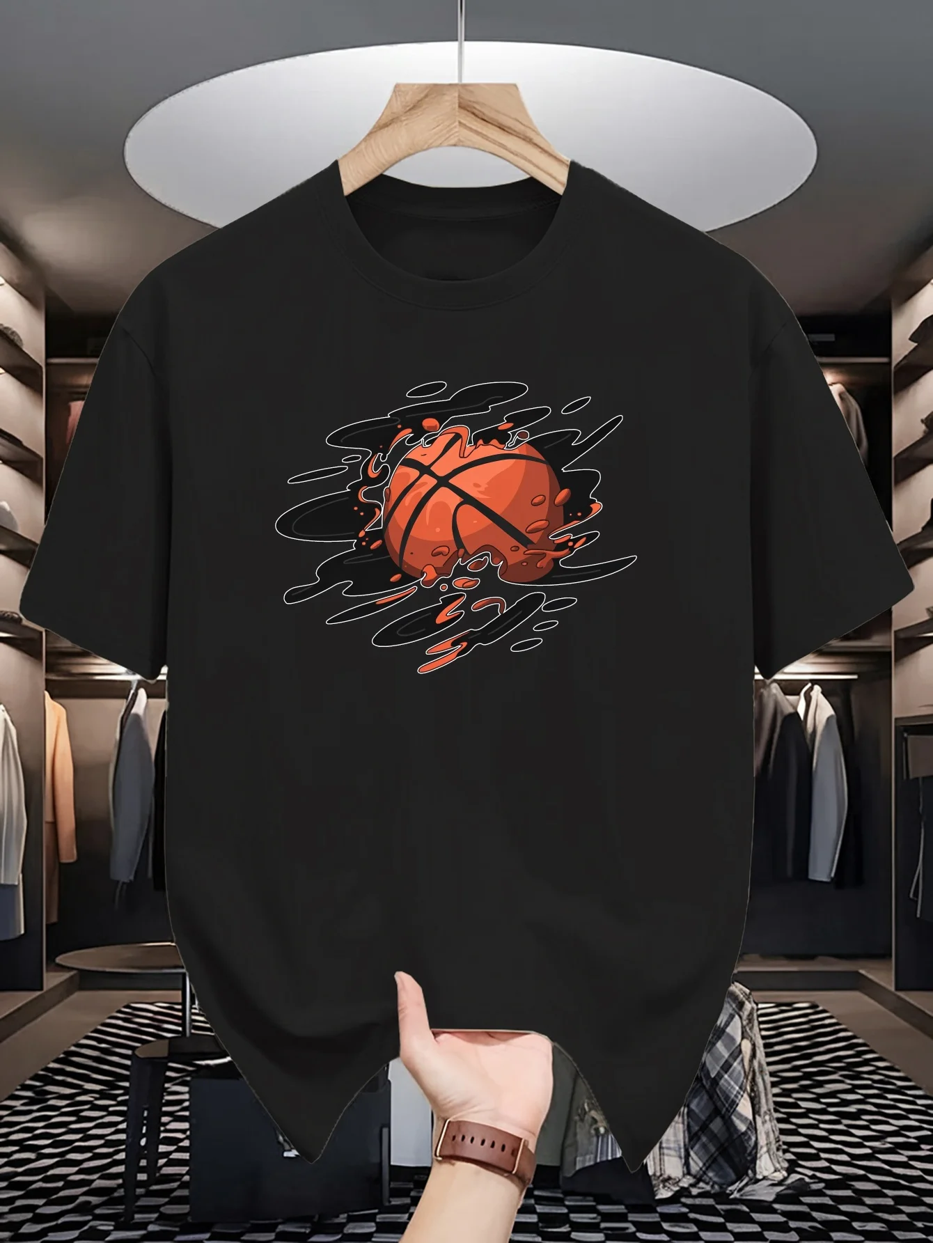 Men Summer Loose Basketball T-shirt - Fashionable Trend - Suitable for Daily Use - 100% Pure Cotton Soft Material - Versatile