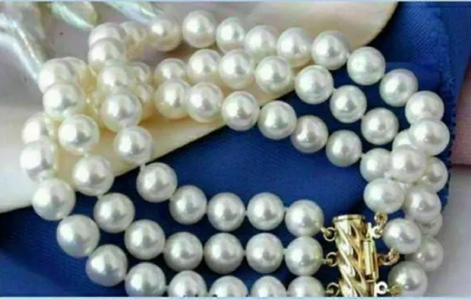 

3 ROW AAA 9-10mm South Sea White Pearl Bracelet 7.5-8-inch 14K