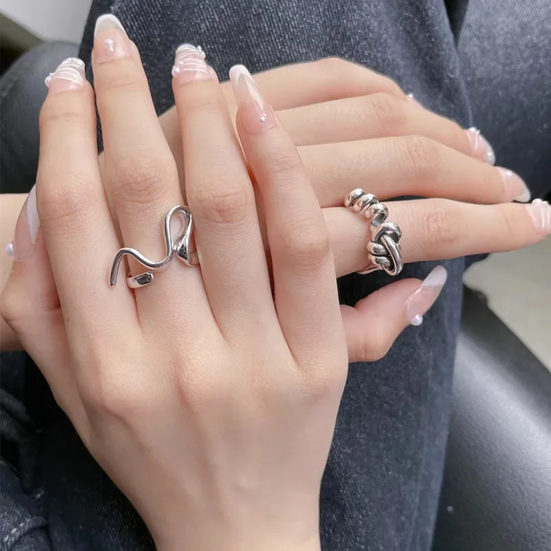 

VENTFILLE 925 Sterling Silve Irregular Geometry Ring for Women Girl Gift Design Punk Versatile Jewelry Dropshipping