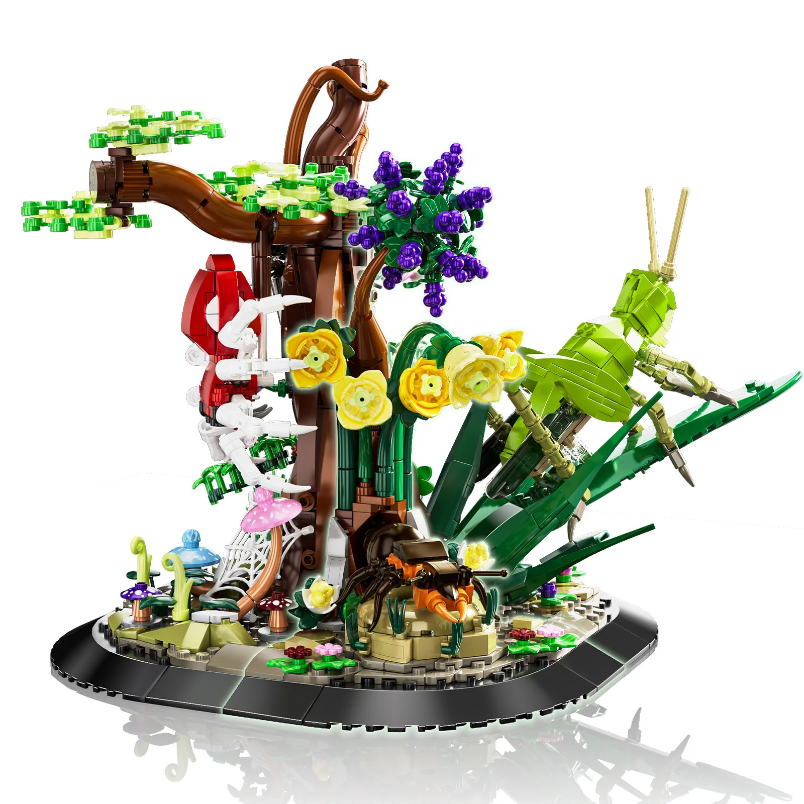 Blocs de construction d'animaux et d'insectes, Kit de modèles, jouets éducatifs pour enfants, avec fourmi, cigale, tortue, calmar, araignée