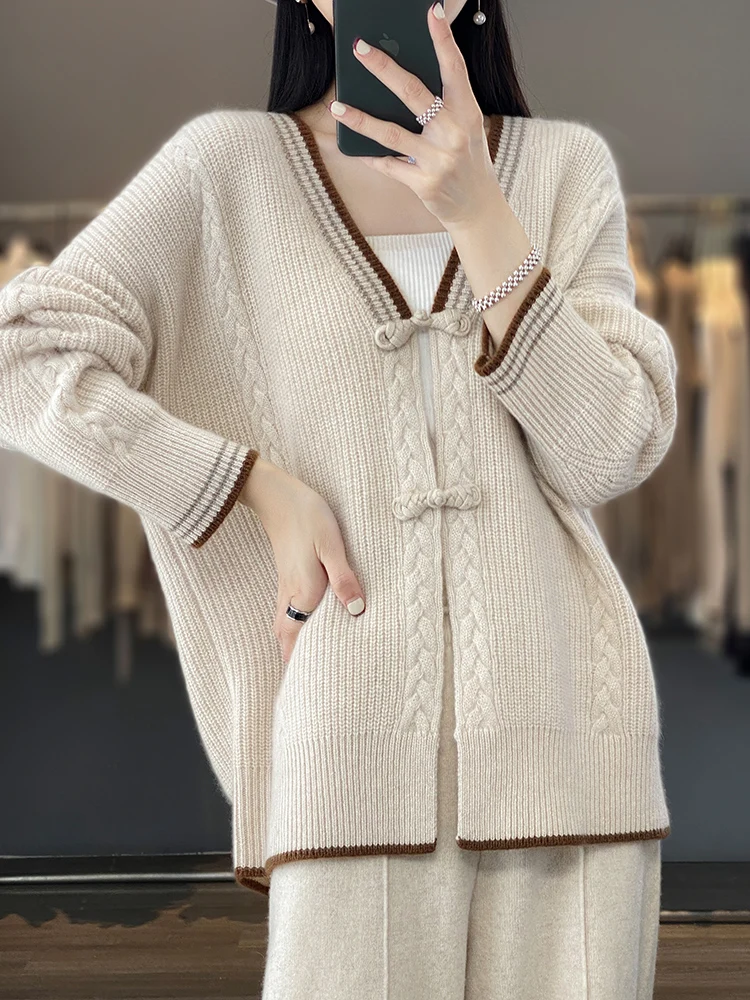 

2024 new autumn and winter women's clothing, wool cardigan, casual, Korean style, popular, cardigan knitted sweater