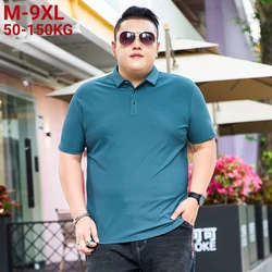 M-7xl 8xl 9xl Polos Men Summer New High Quality Mens Short-Sleeved Ice Silk Plus Size Men'S Business Casual Polo Shirt