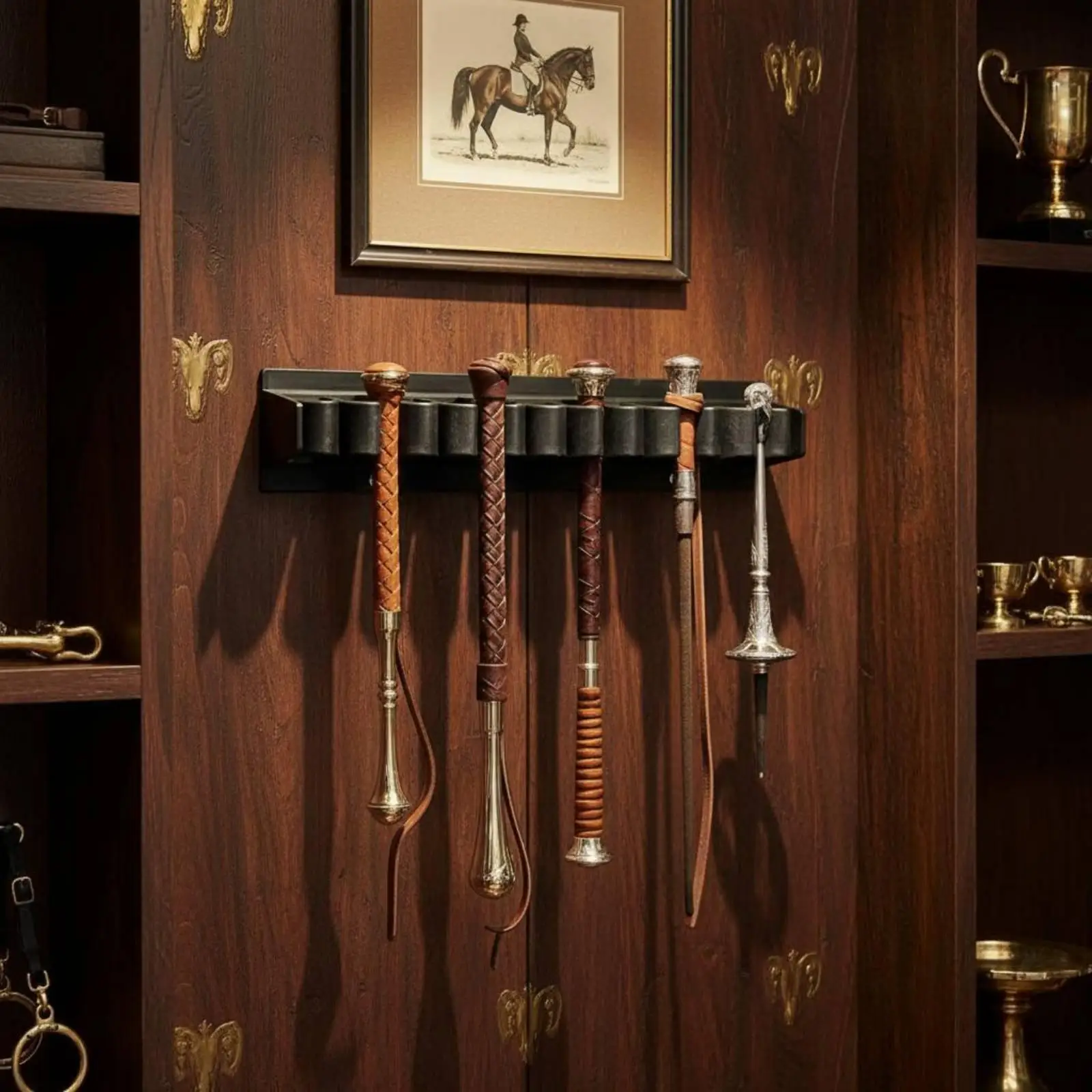 Wall Mount Whip Holder for Horse Riding Gear Plastic Crop Rack Multi Slot Tack Storage for Barn