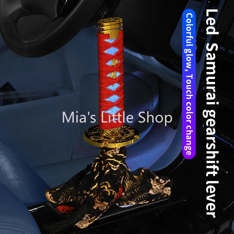 Universal Samurai Sword Gear Shift Knob, Katana Style LED Manual Shifter Lever Handle with Adapters