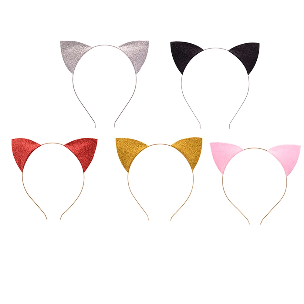 5 Pcs Cat Ears Headband Masquerade European American Glitter Hair Women Halloween Hoop Child Accessories Headdress