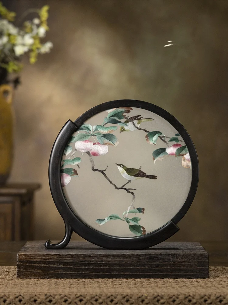 

Xiang Chuan Li Xiang Embroidery Handmade Double-Sided Stitching 4 Silk Tead Beautiful Face Purple Light Maany Stand Huna...