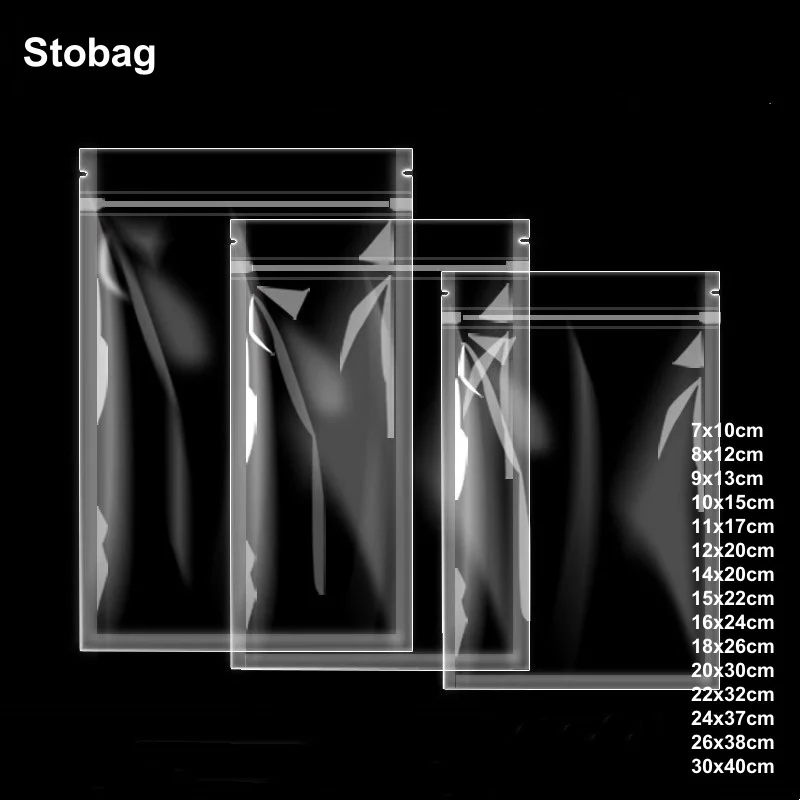 

StoBag 50/100pcs Transparent Food Packaging Ziplock Bags Clear Plastic Sealed Storage for Candy Tea Nuts Dried Fruit Reusable