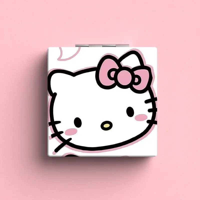 Lo specchio per il trucco pieghevole portatile Hello Kitty Square Cartoon può ingrandire lo specchio specchio piccolo per il trucco con motivo a