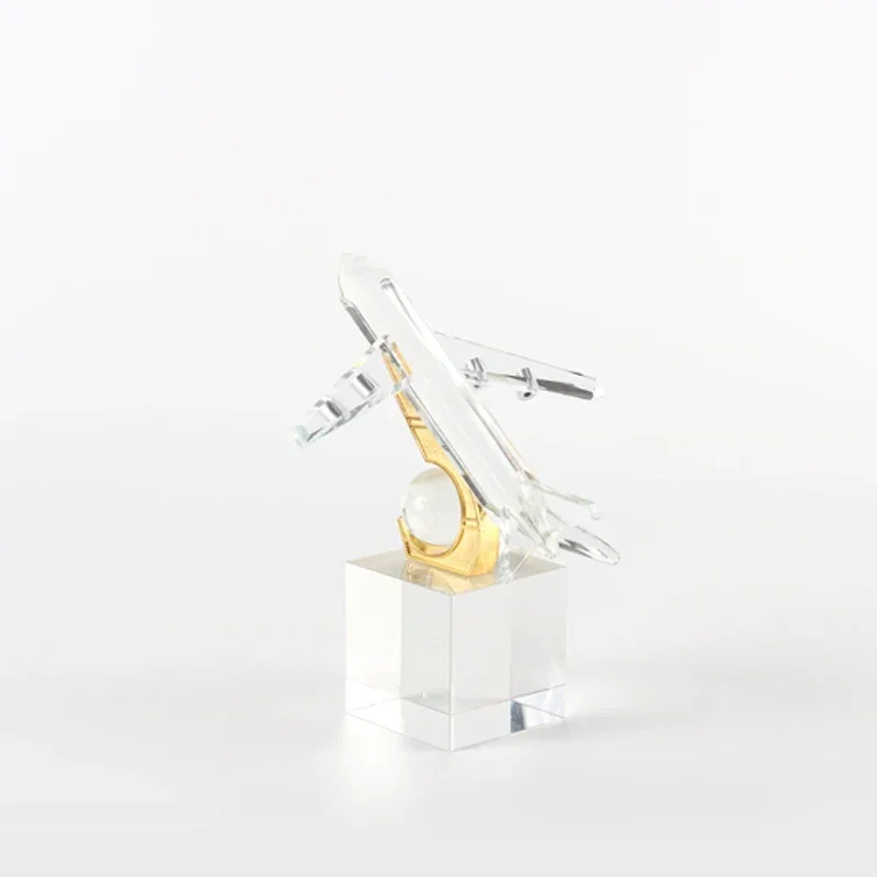 Home Decor Office Ornaments Crystal Airplane Metal & Crystal Decorative Objects Knick-Knacks for  Room Decoration