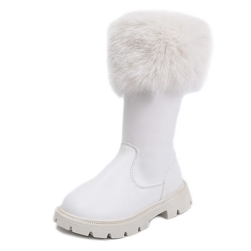 

Модные сапоги до колена для девочек, детские зимние сапоги, непромокаемые черно-белые детские ботинки на меху в клетку, 2025 год, зимняя обувь для девочек