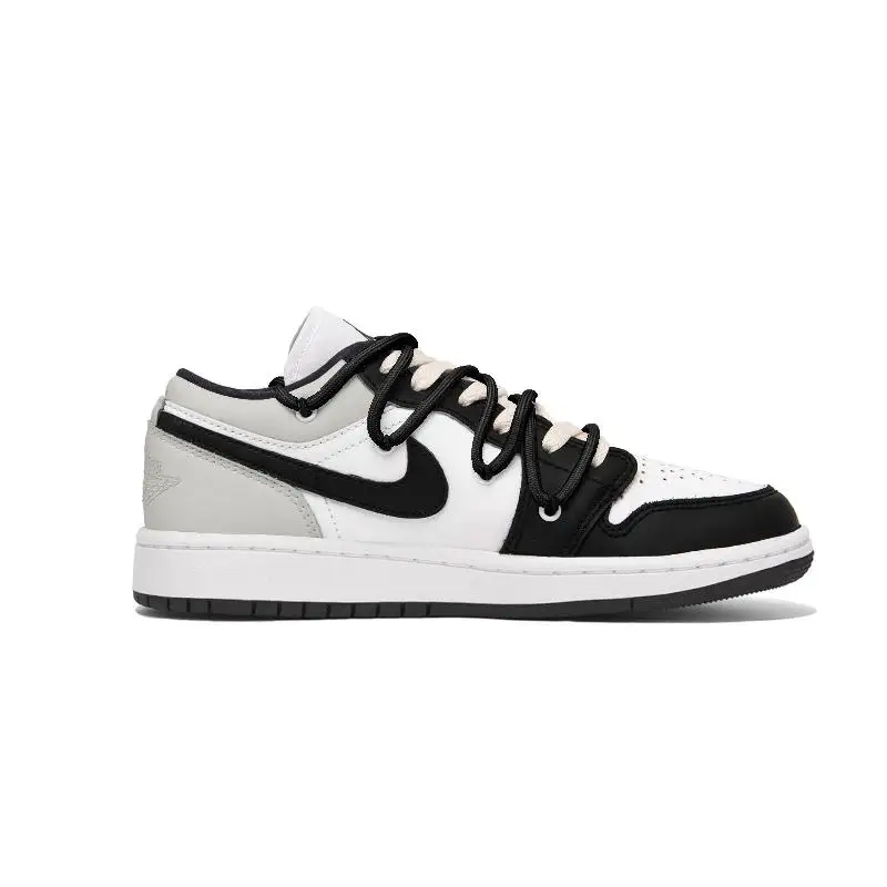 【Customize】Air Jordan 1 Vintage Basketball Shoes Women's Low-top Black/Gray Sneakers shoes DC0774-101