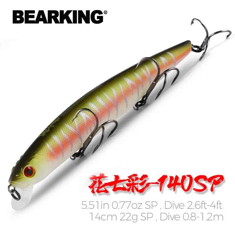 

BEARKING 14cm 22g new Hot fishing gear shone lures minnow crank weight system wobbler bait isca artificial
