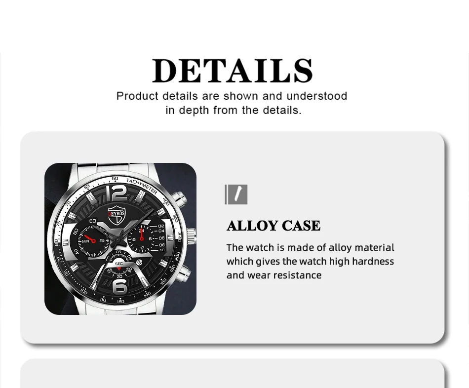 Montre Homme Deyros Acier Inoxydable – Quartz Doré – Bracelet Métal – Cadeau