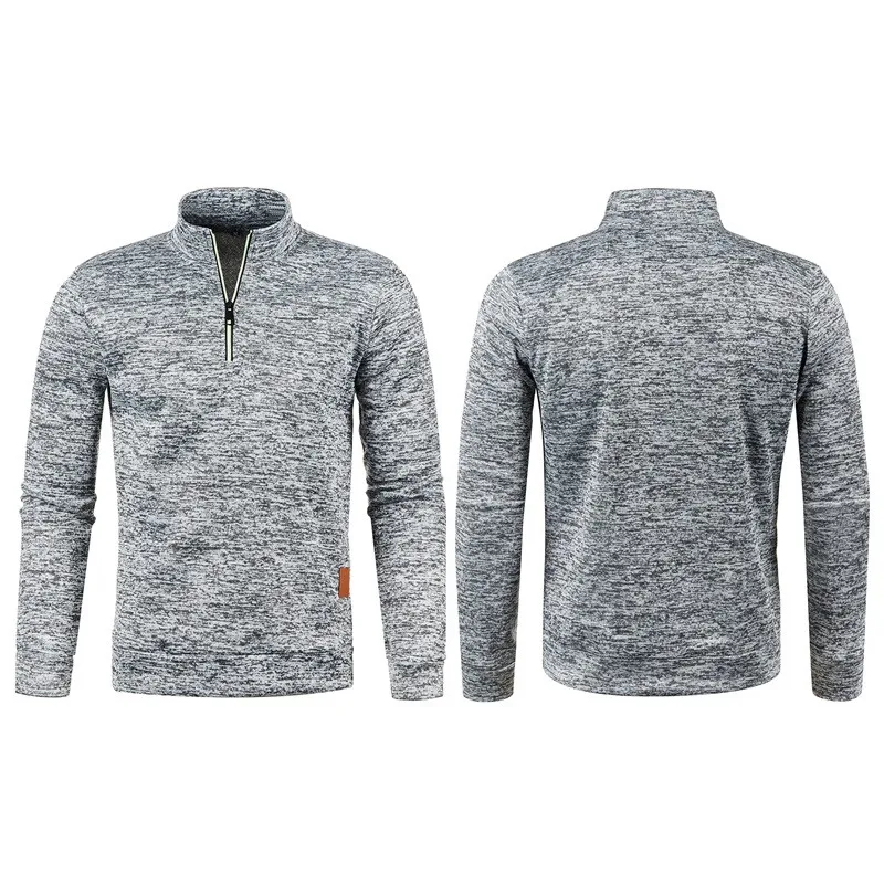 Herren Fleeced Sweatshirt lässig Langarm Stehkragen halber Reiß verschluss Pullover männliche einfarbige Hoodies Frühling Herbst Oberbekleidung