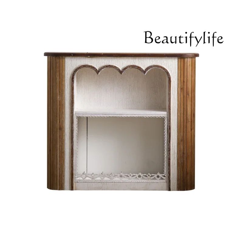 X French Mantel Decoration Anti-real Stove Heating Against The Wall Household Solid Wood Retro Front Cabinet
