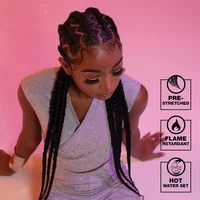 58 inch synthetic braid Soft Yaki Texture Hot Water Setting prestretched braid hair 2x braid for box braid and twists(1 pack, 2) 3