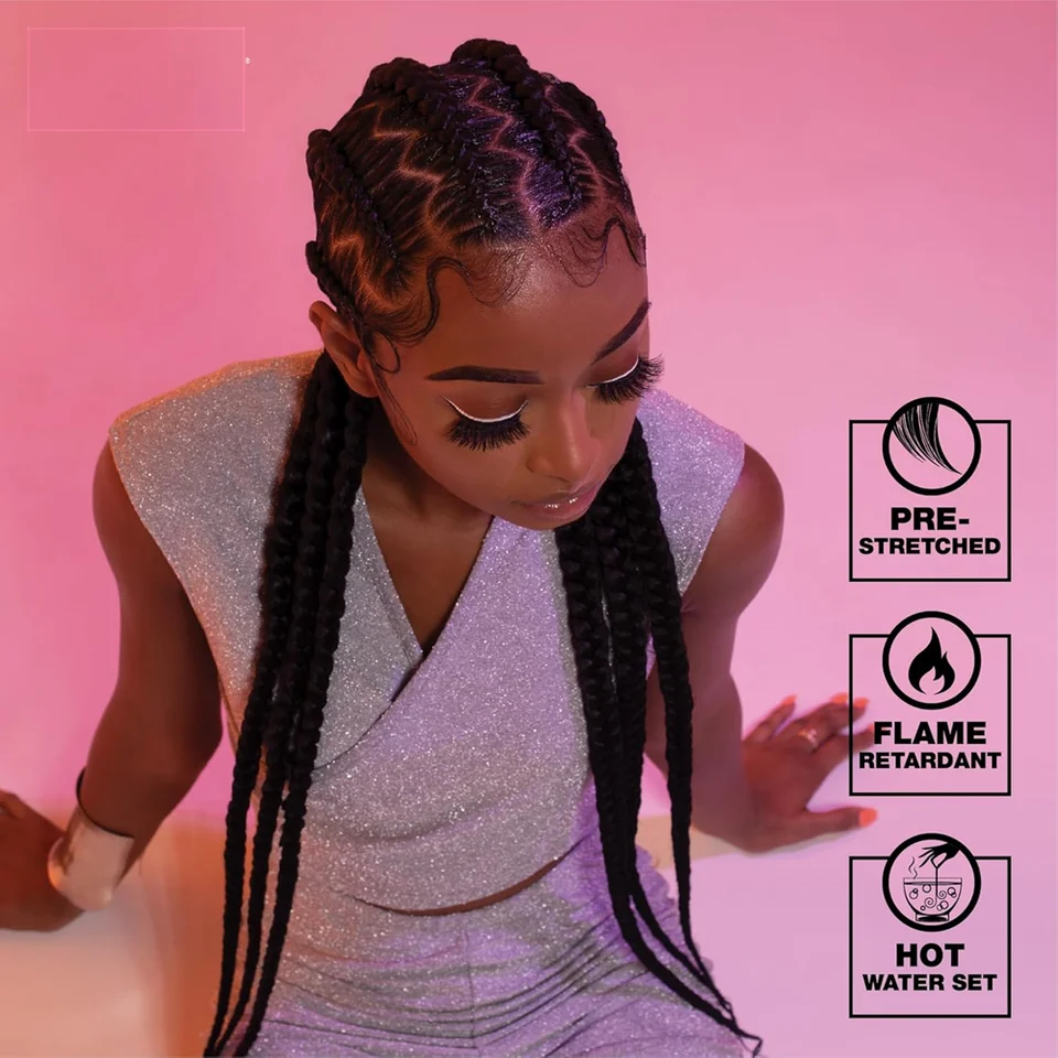 Trenza Sintética de 38 Pulgadas con Textura Yaki Suave Preestirada para Trenzas Box y Twists (1 paquete, 4 unidades) 3