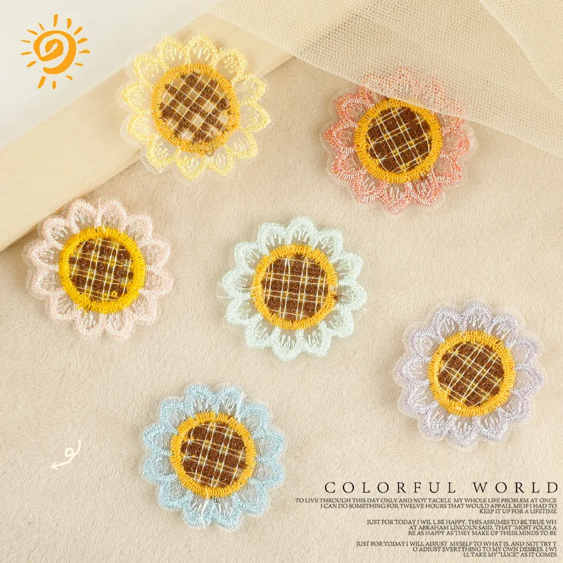 

Sunflower Mesh Badge Sew-on Patches for DIY T-shirt Jeans Backpack Clothing Notebook Appliques Decor Sticker