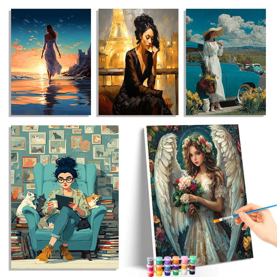 GATYZTORY Painting By Numbers New Elegant woman For Adults Canvas Art Painting Acrylic Paints Handmade Art Supplies Picture Kit