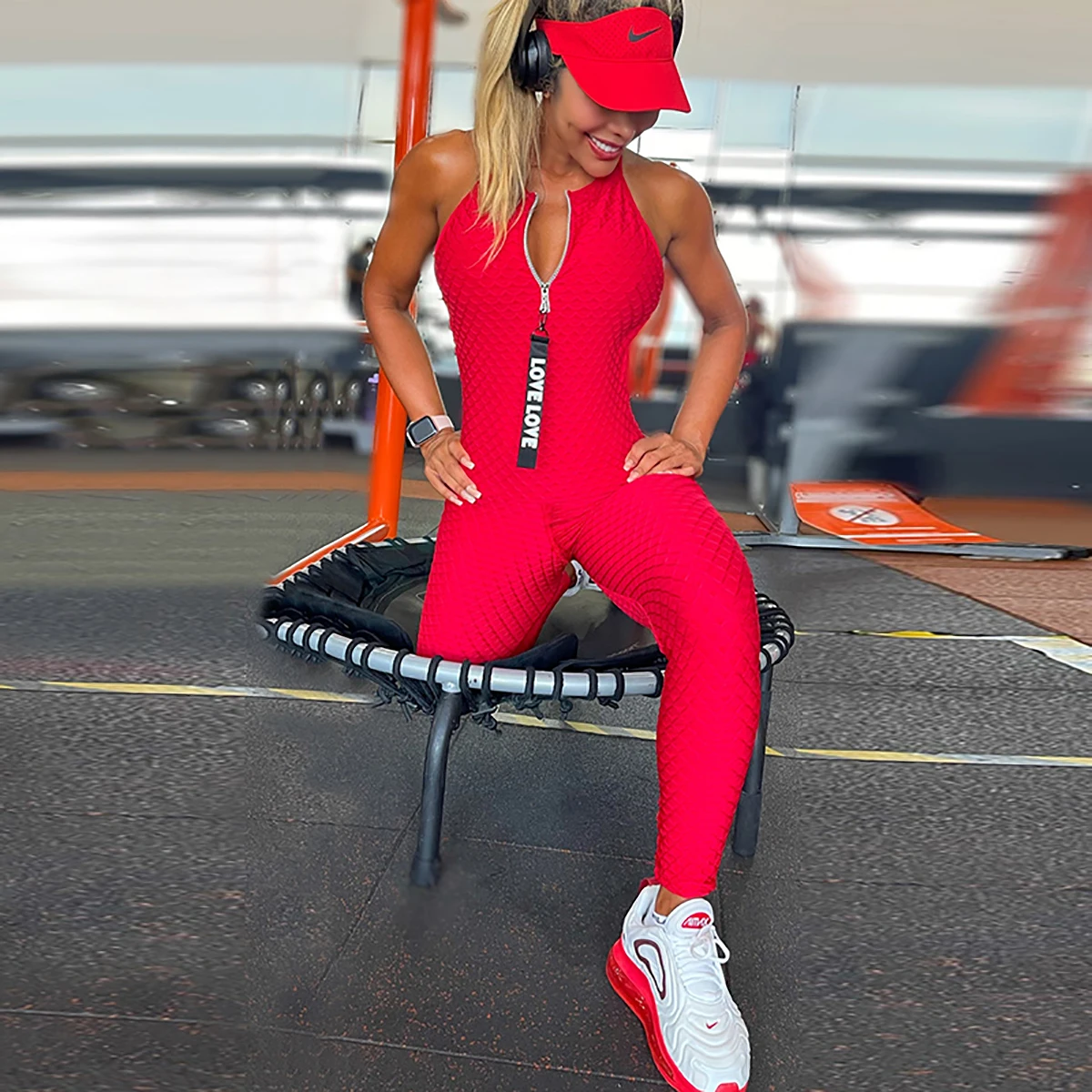 Oshoplive 2024 New Summer Fashion Letter Zipper Sports Jumpsuits Women Sleeveless Solid Color Tight Fitness One-piece Sportwear