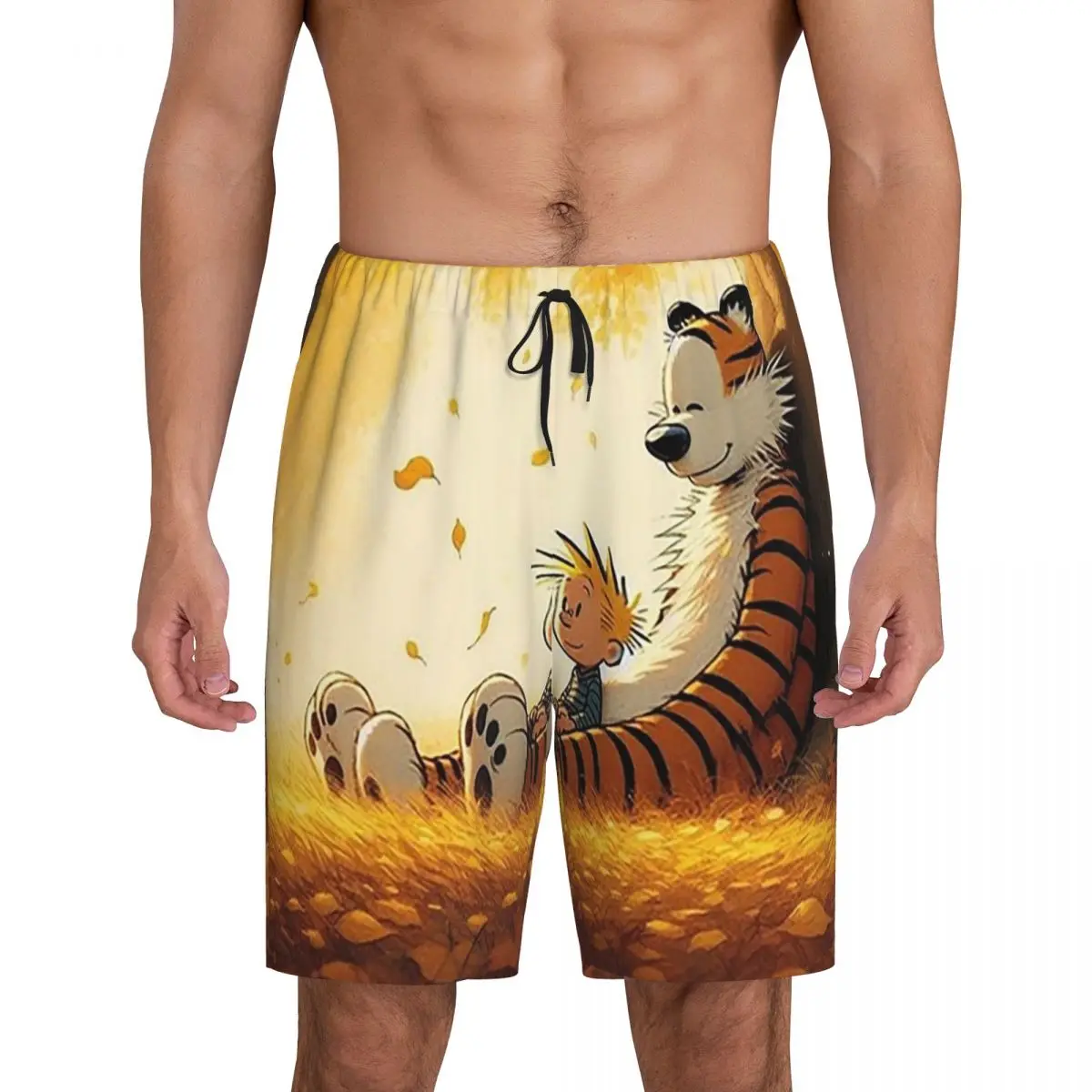 

Custom Calvin Hobbes Classic Short Pajama Pants Men Sleepwear Sleep Lounge Bottom Shorts Sleeping Pants
