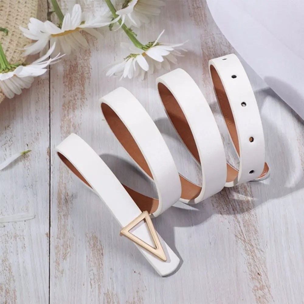 Adjustable Korean Male Unisex Metal buckle Belt accessories Triangle waistband PU leather belt Width