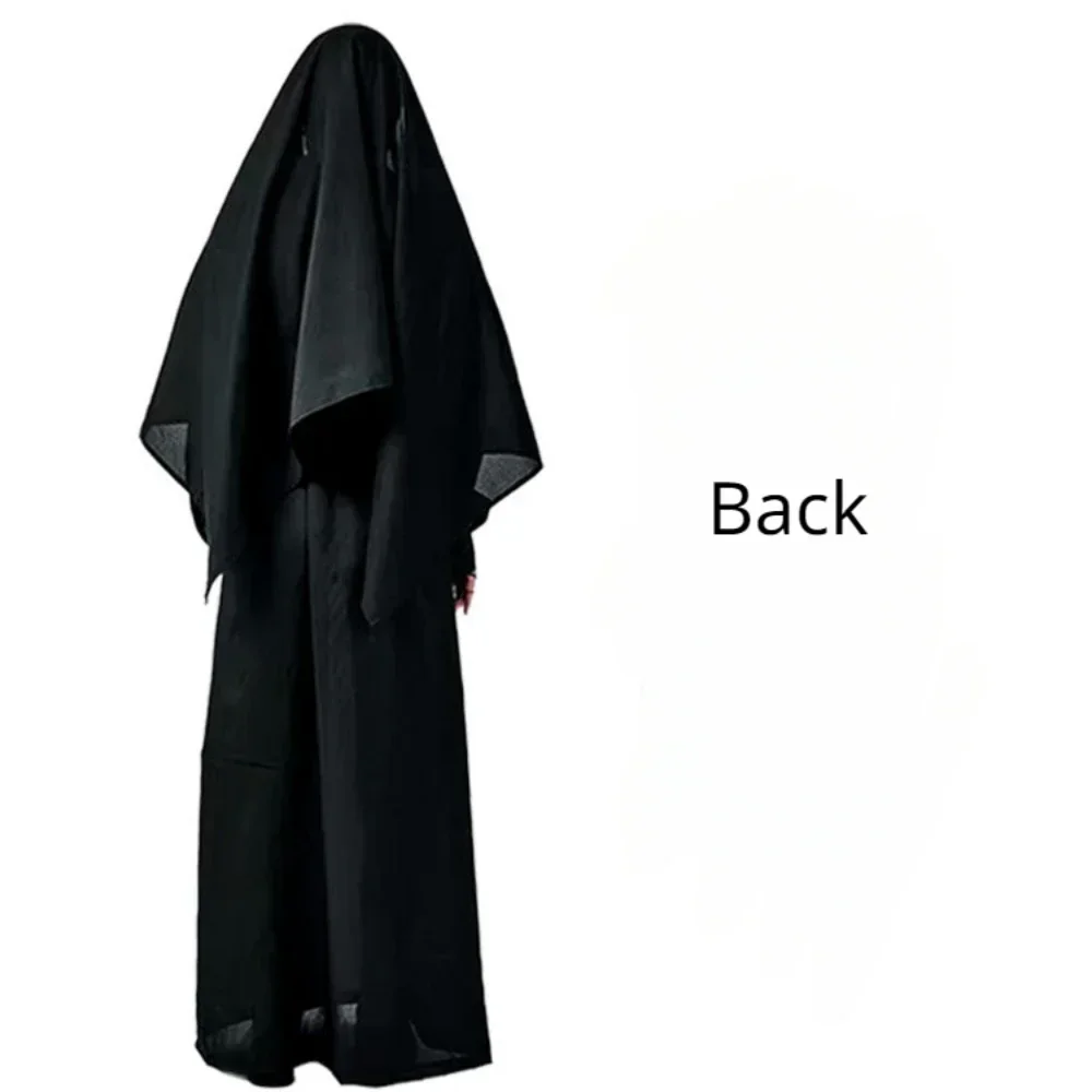 Halloween Women Nun Cosplay Costume Adult Traditional Sister Black Long Dress Outfit with Veil Belt Robe Carnival Party Costume
