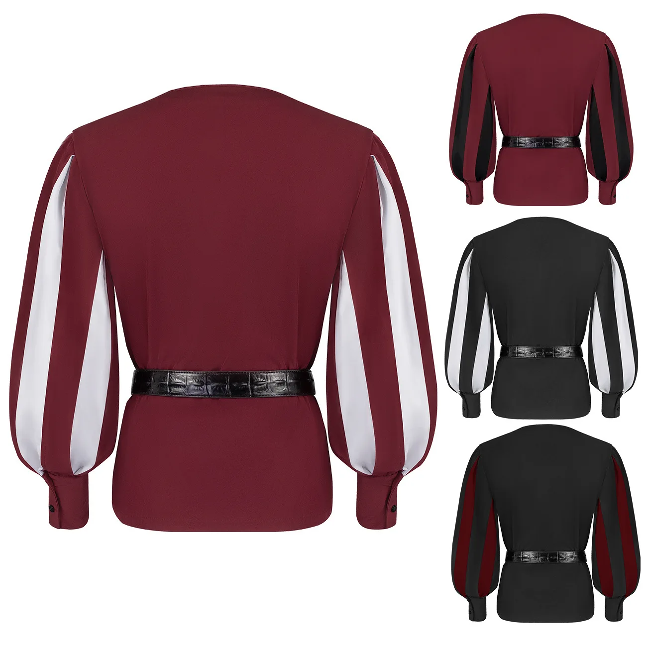 Retro Medieval Play Performance irt Color Blo Tie Ne Cosplay Top Women's Ethnic Costume Stage Outfit Summer 2023