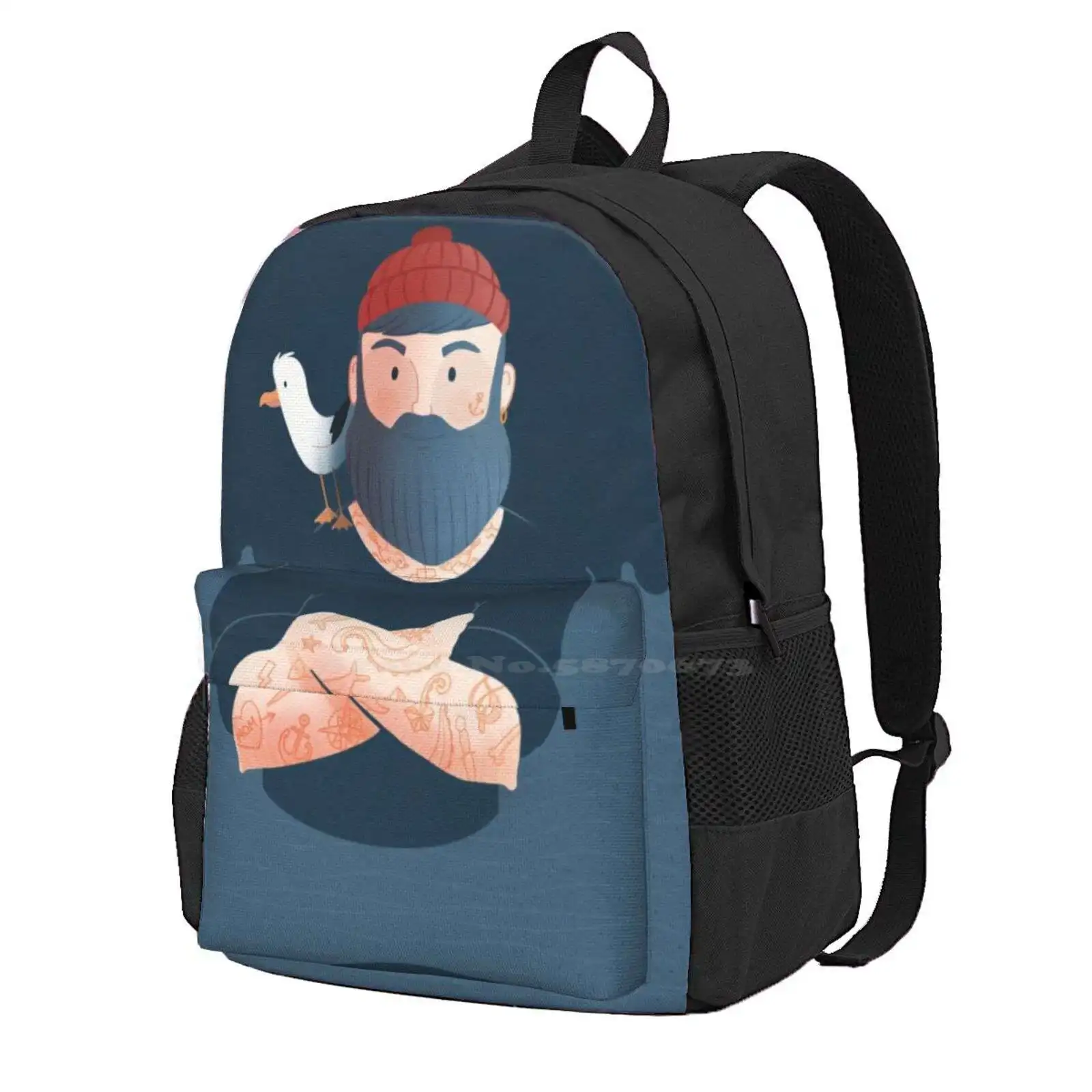 

Sailor & Seagull Hot Sale Schoolbag Backpack Fashion Bags Sailor Tattoo Anchor Seagull Ocean Red Hipster Wave Beard Fisherman