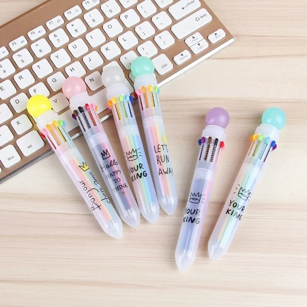 

1pc Retractable 10 in1 Ballpoint Multi Colors Pen Cute Comfortable Writing Pen Stationery for Boys Girls Preschool Kids Child