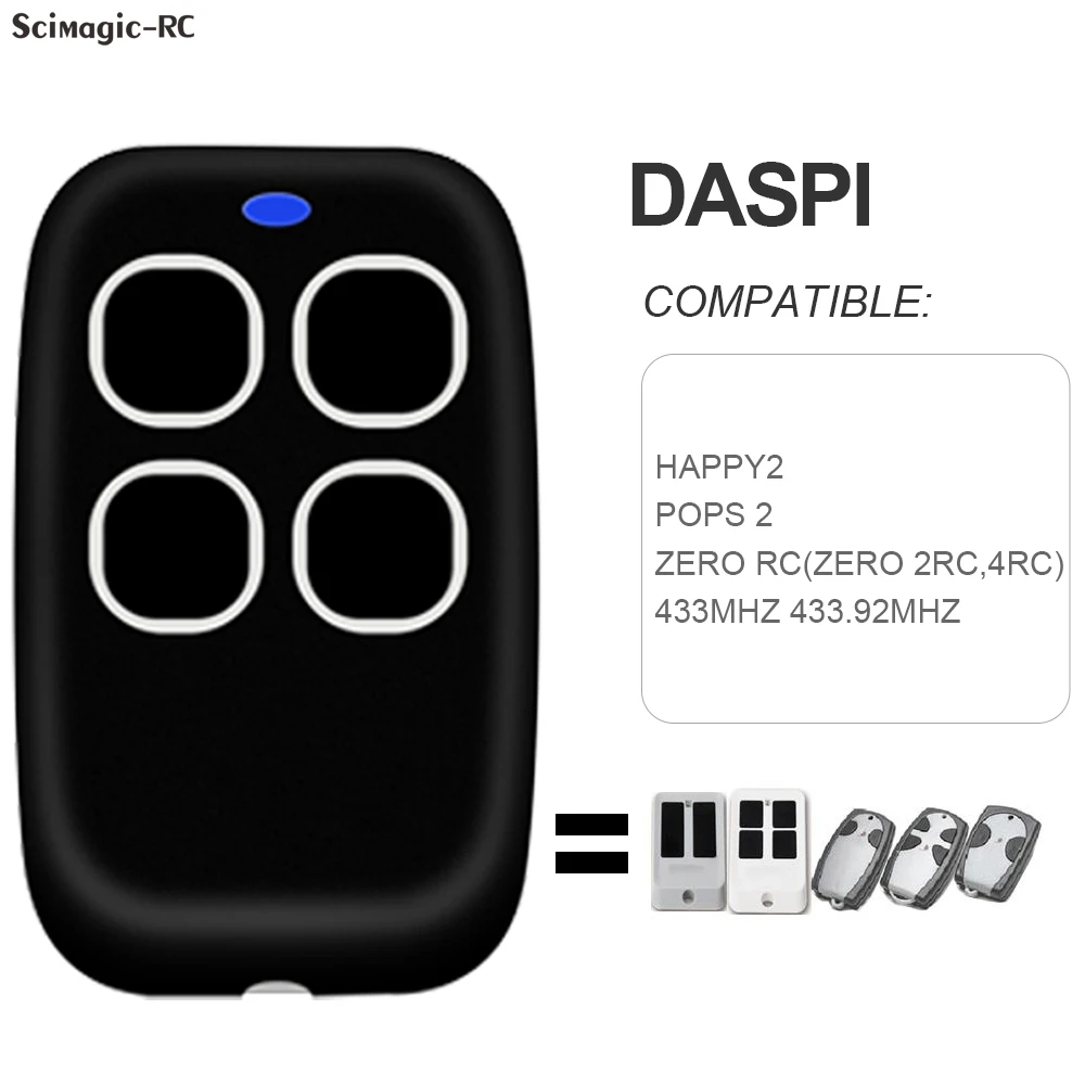 DASPI ZERO Remote Control Gate Remote Control DASPI Happy 2,4 Garage Door Remote Control 433MHz