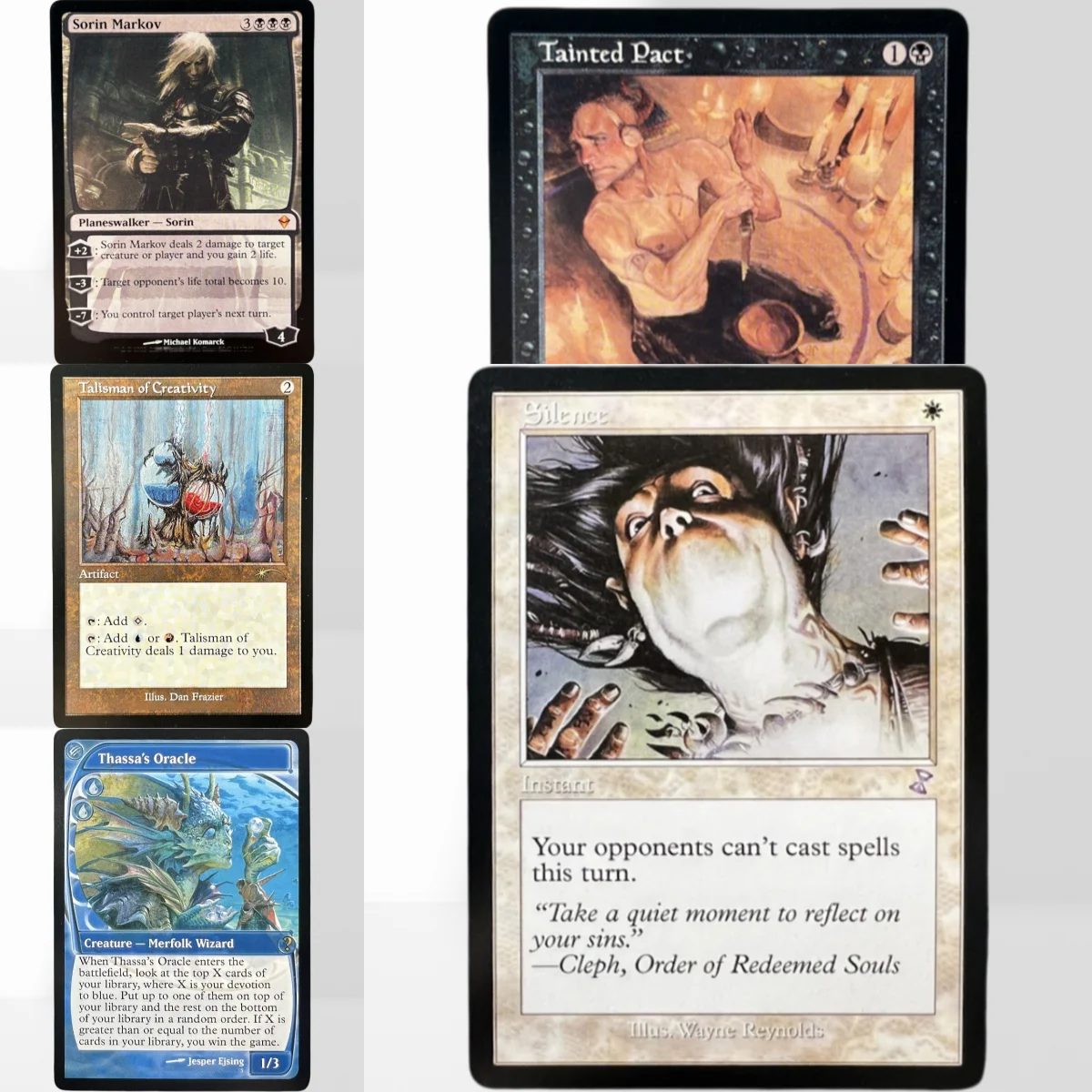 Carta Proxy Mágica TCG REGULAR 18-1-S-T Silence Sliver Legion Snuff Out Spell Snare Stifle Static Orb German Black Core Cardstock