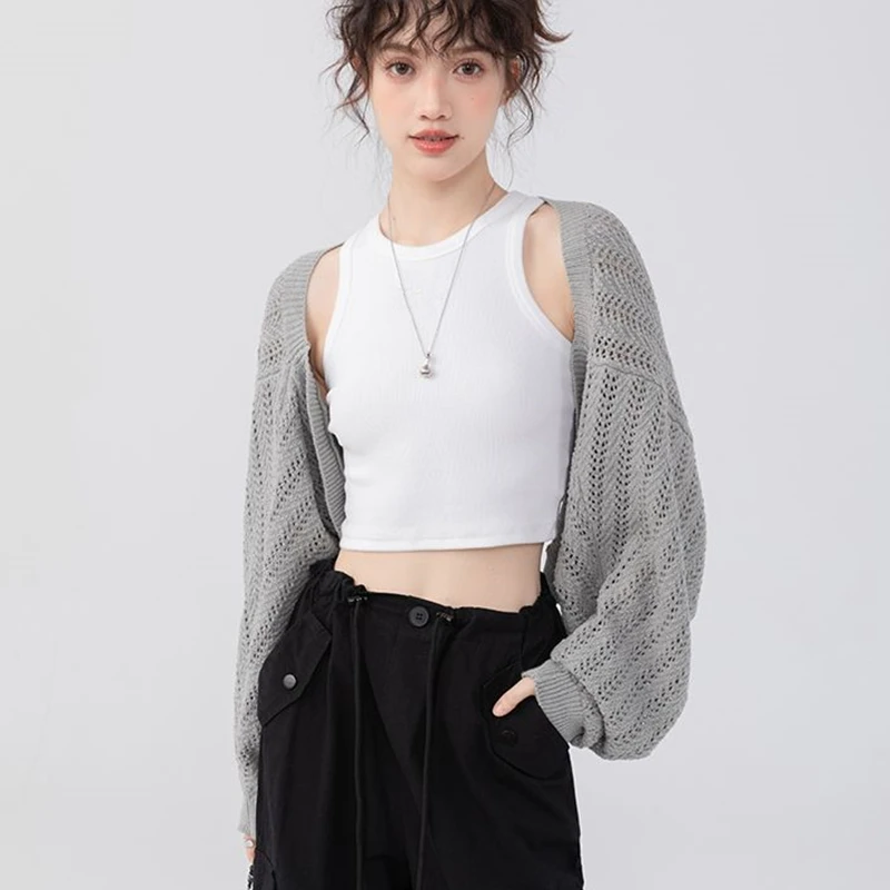 Women Spring Autumn Short Knit Cardigan Vest Denim Pants 1 or 3 Piece Set Korean Lady Fashion Sweater Coats Sling Jeans Outfits