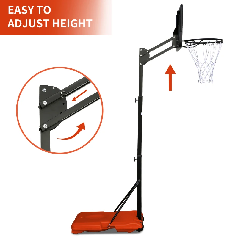 Use for Outdoor Height Adjustable 4.8 to 7.7ft Basketball Hoop 28 Inch Backboard Portable Basketball Goal System with Stable Bas