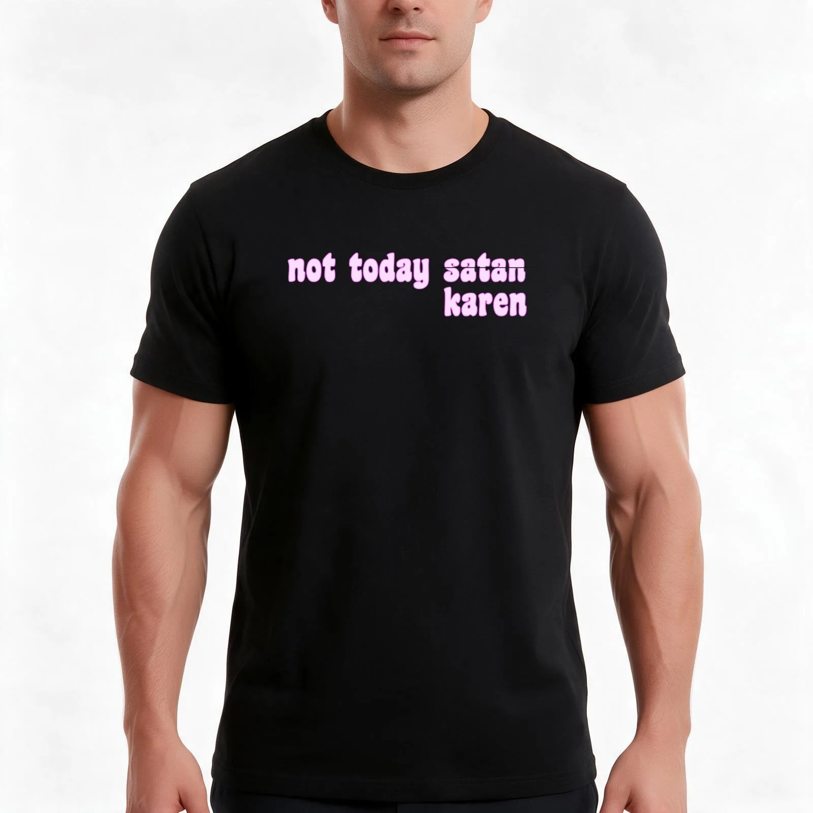 not today satan karen T-Shirt, Summer Casual Cotton Tee, Oversized Streetwear Tops, Vintage Graphic Print, Unisex Men Women