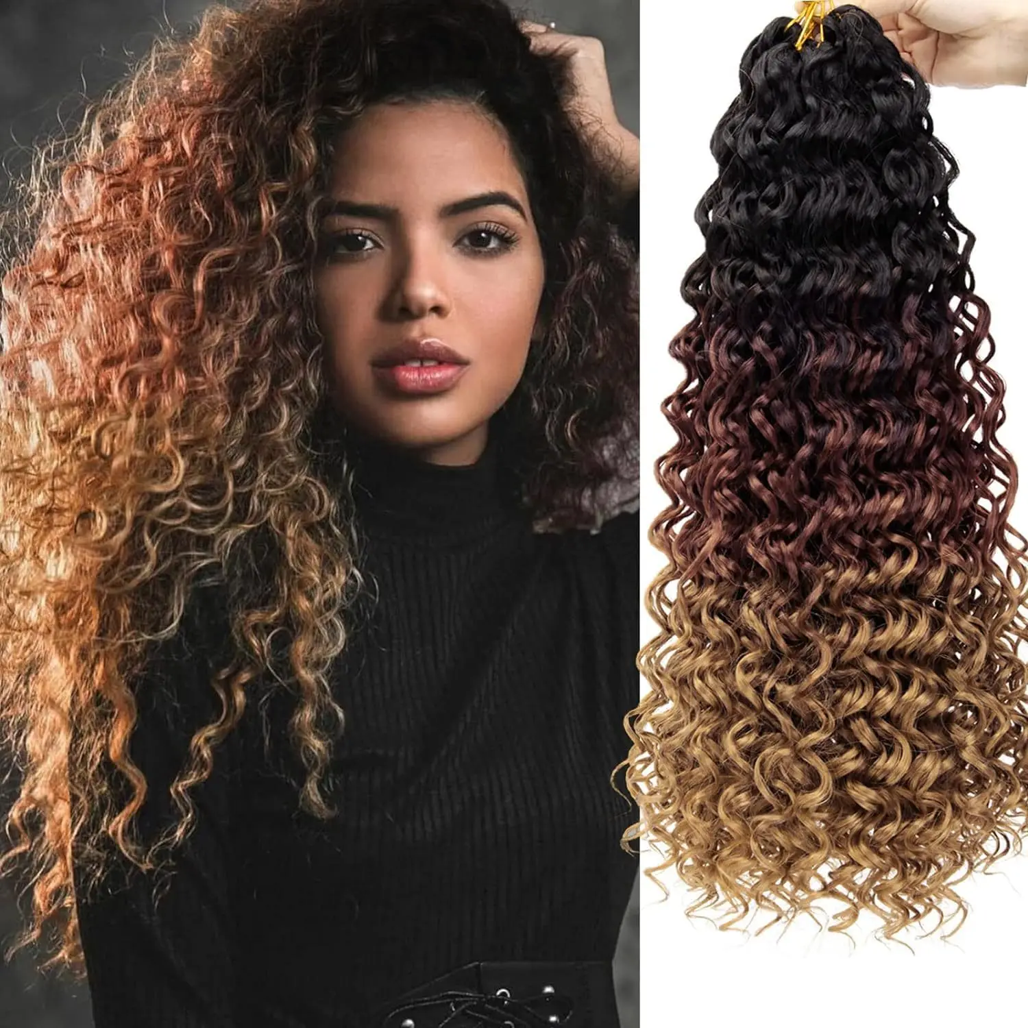 Natural Black Synthetic Crochet Braiding Hair Extensions 18 Inch Go Go Curly Crochet Hair For Black Women Crochet Braids