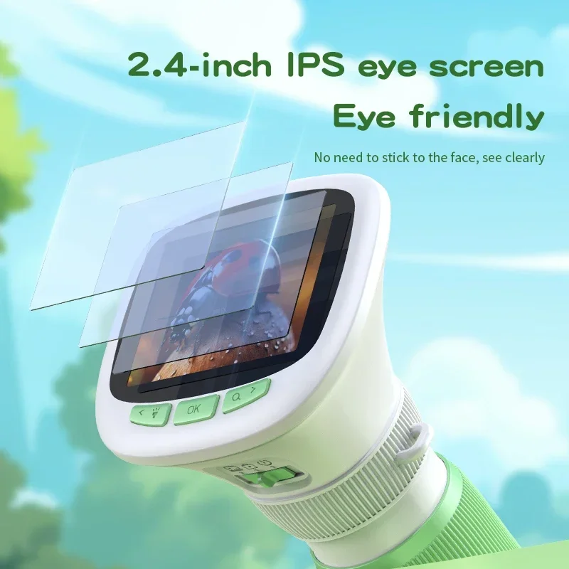 

2.4-inch Kids Handheld Microscope with Rotating Focus and High-definition Screen for Outdoor 1000x Children's Science Microscope