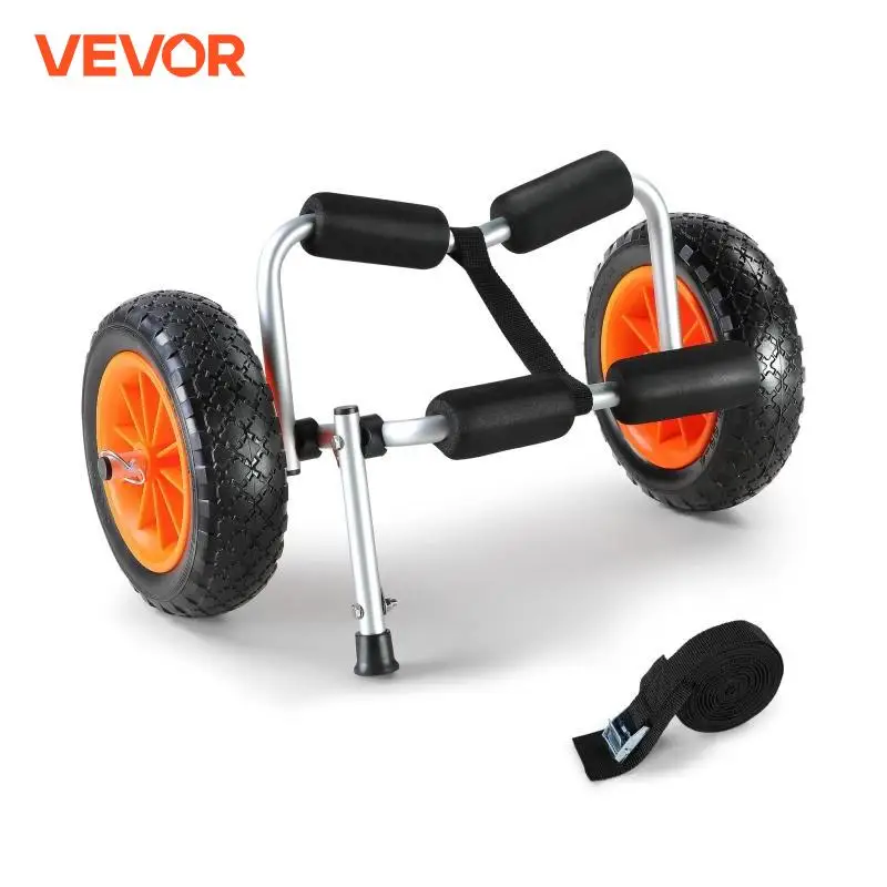 VEVOR Heavy Duty Kayak Cart 250/320/350/450lbs Load Capacity Foldable Canoe Trolley Cart 10''/12'' Solid Tires for Kayaks Canoes