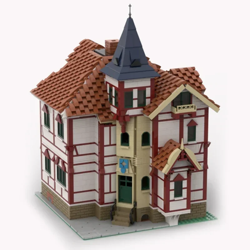 Moc blocos de construção modular vista rua mansão luxo tijolos técnicos diy montagem brinquedos construção para crianças presentes do feriado