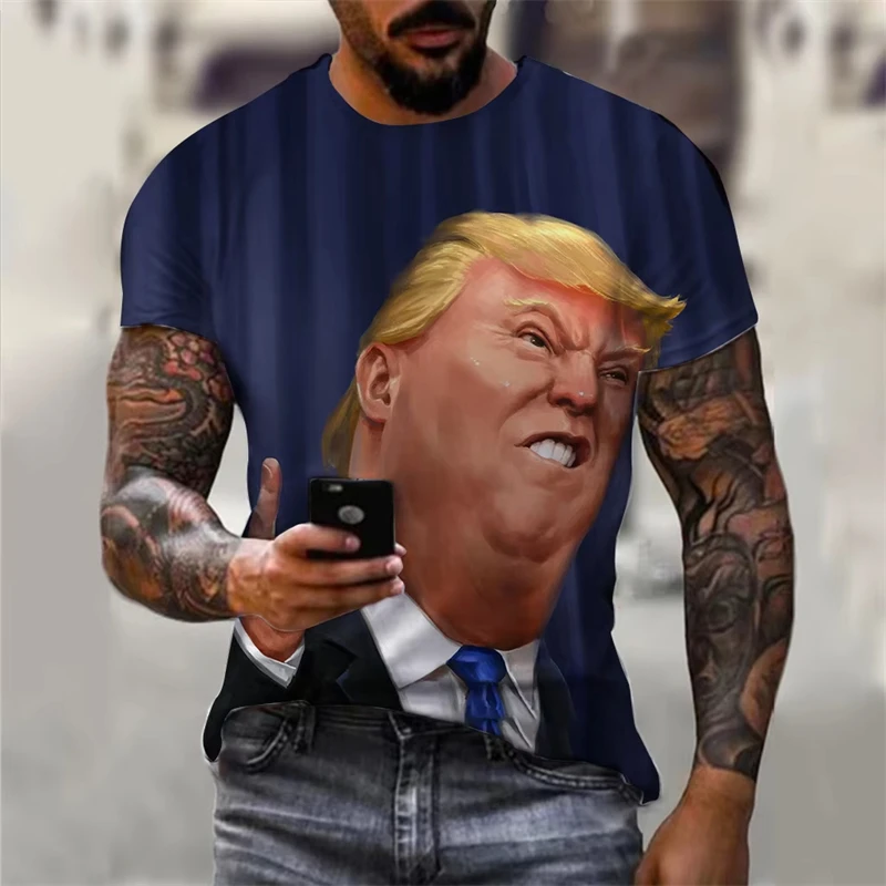

Abstract Trump Graphic T-shirts For Men Summer Fashion 3D Funny Pattern Printed T Shirts Trendy Streetwear Oversized Tees Tops