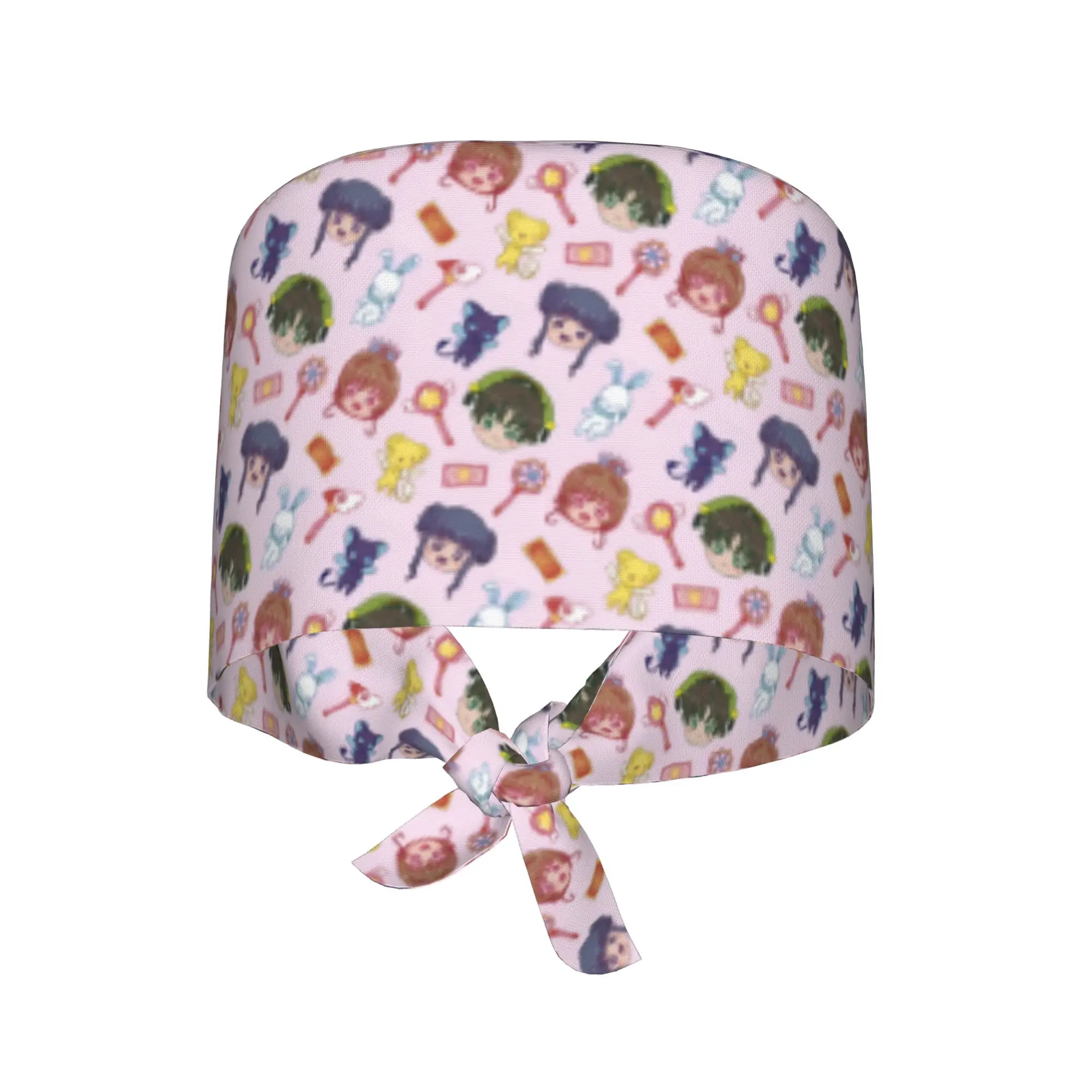 Gorro Quirúrgico Personalizado de Sakura Card Captors para Hombres y Mujeres, Gorro de Limpieza con Diseño de Dibujos Animados y Manga, Gorro de Enfermera