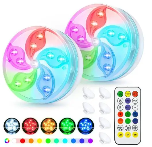 

Hot Tub Lights 2 Pack Underwater Light 11 LEDs RGB Submersible Pool Lights Bath Spa Lights Reading Lamp for Kids Bedroom Girls