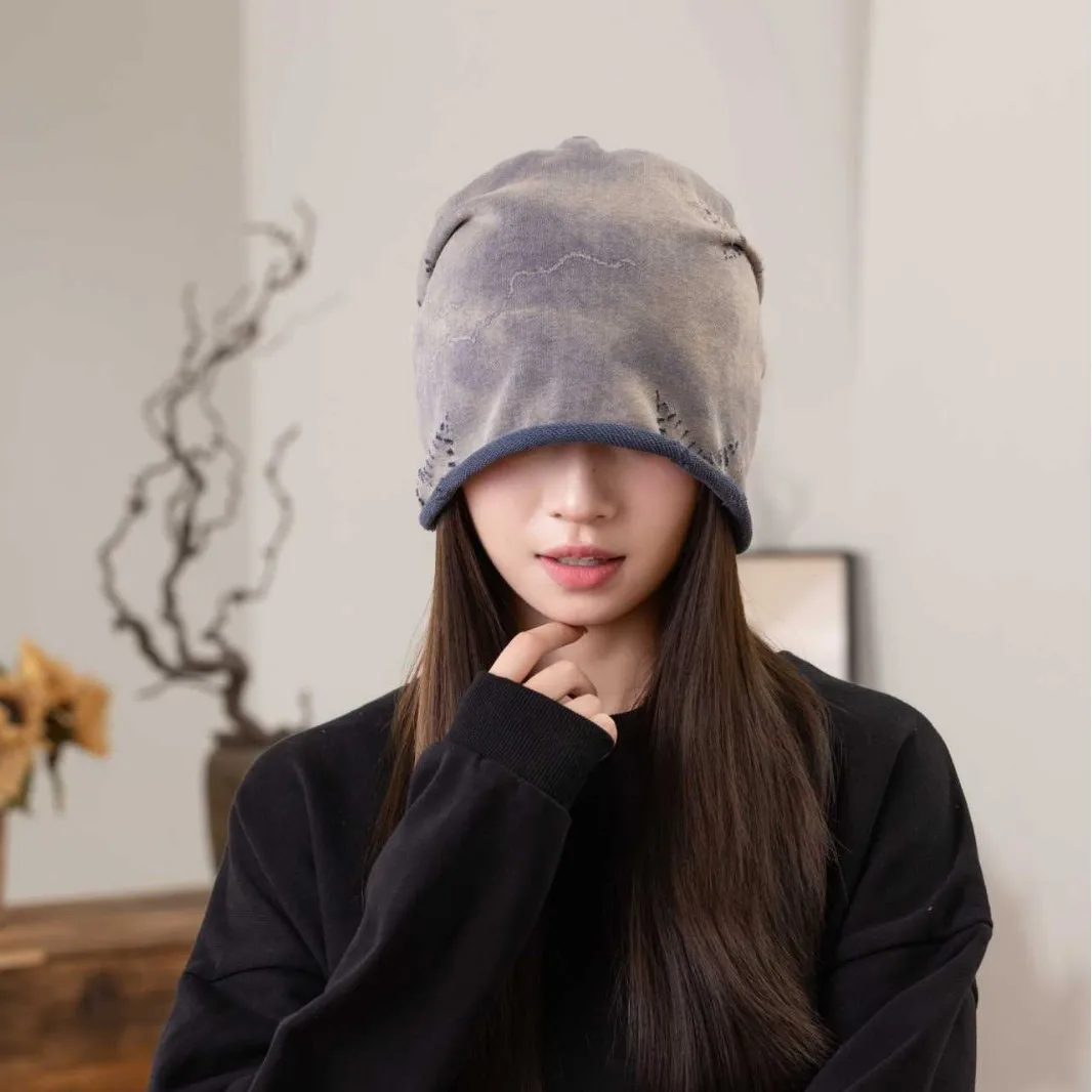 

Women's Autumn Winter Japanese Retro Versatile Loose Knitted Stacking Hat Thin Cold-proof Confinement Hat