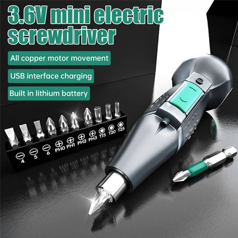CQMF-Mini Electric Screwdriver Set Motor Copper Movement Screwdriver Set Can Be Hung LED Lighting, Precise Disassembly At Night