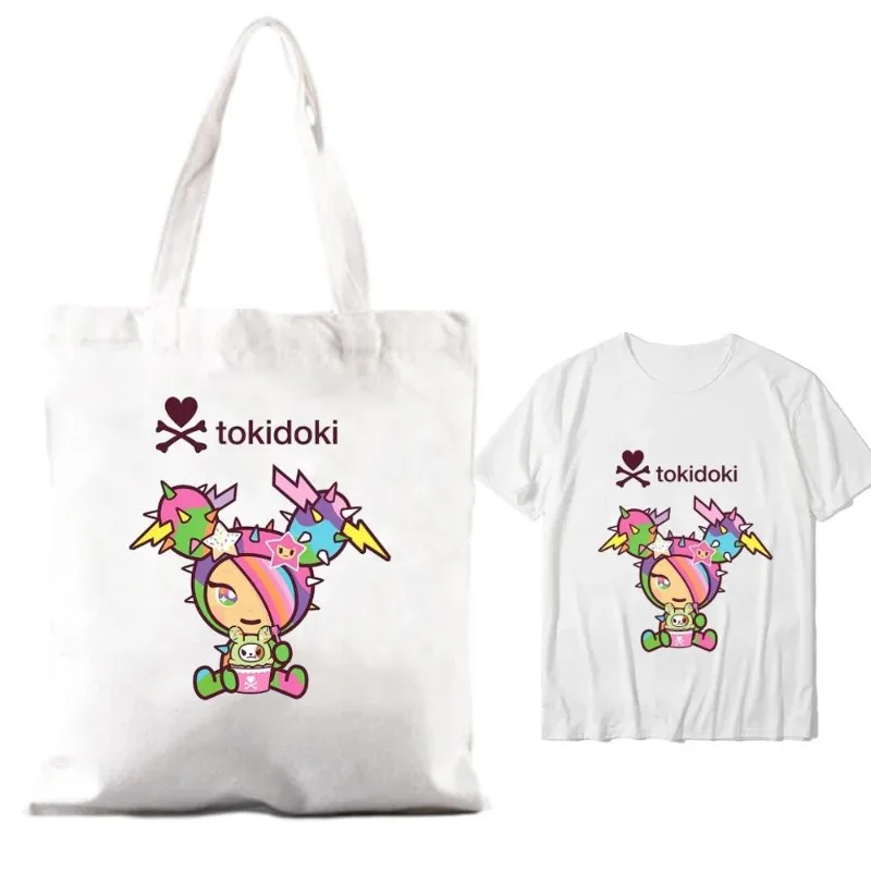 Kawaii Tokidokis Unicorn Women Shoulder Bags Couple Combination Clothes Short Sleeve Collar Fashion T shirt Man Cotton