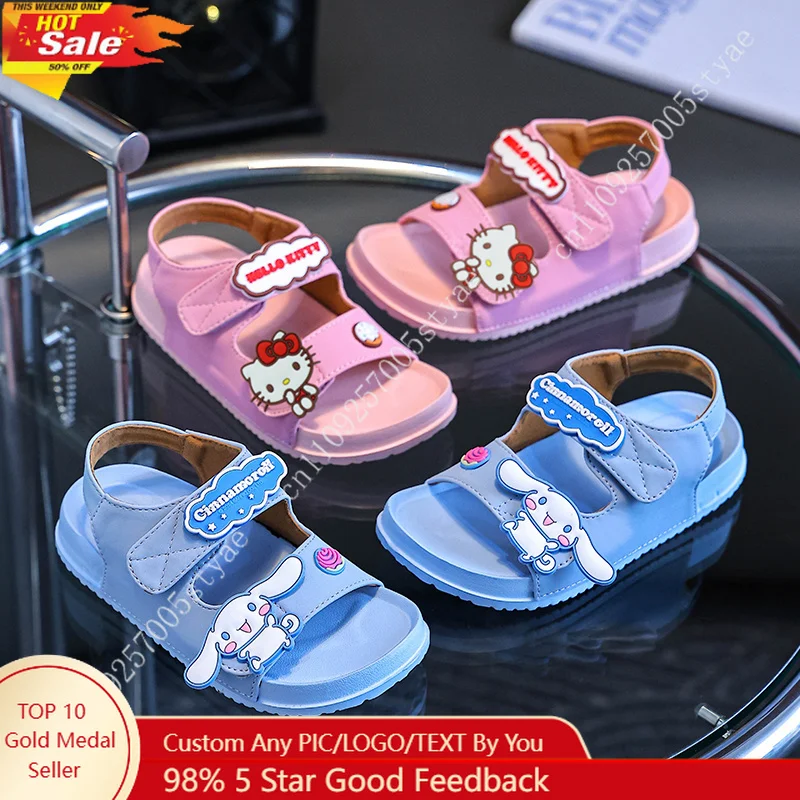

Sanrio Outdoor Non-Slip Girls Sandals Hello Kitty Soft Sole Lightweight Beach Shoes for Girl