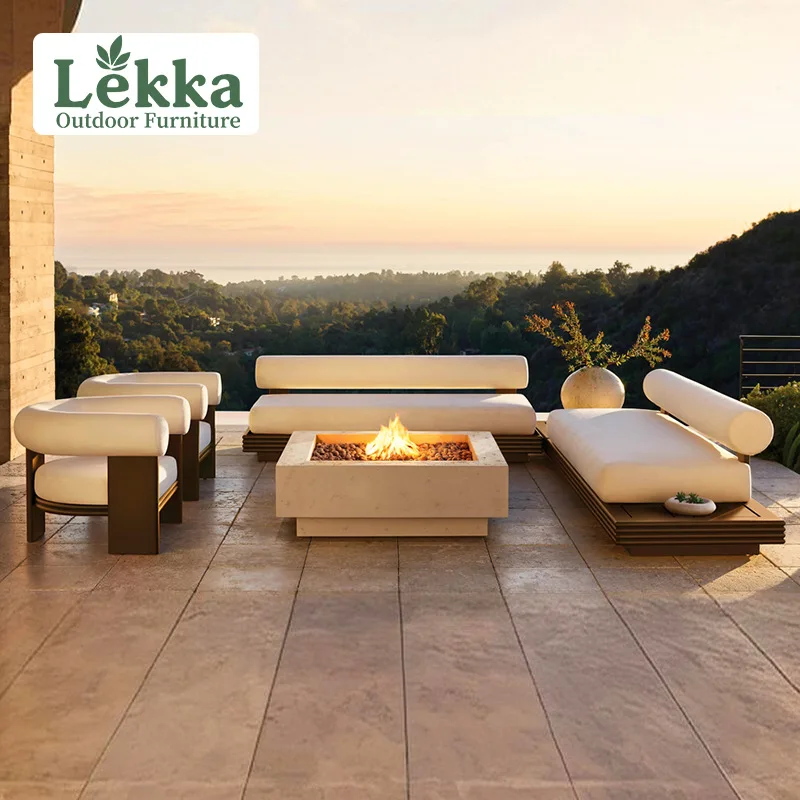

Customized Outdoor High-end Teak Sofa Villa Terrace Lazy Sofa Coffee Table Sun Protection Garden Courtyard Hotel Furniture