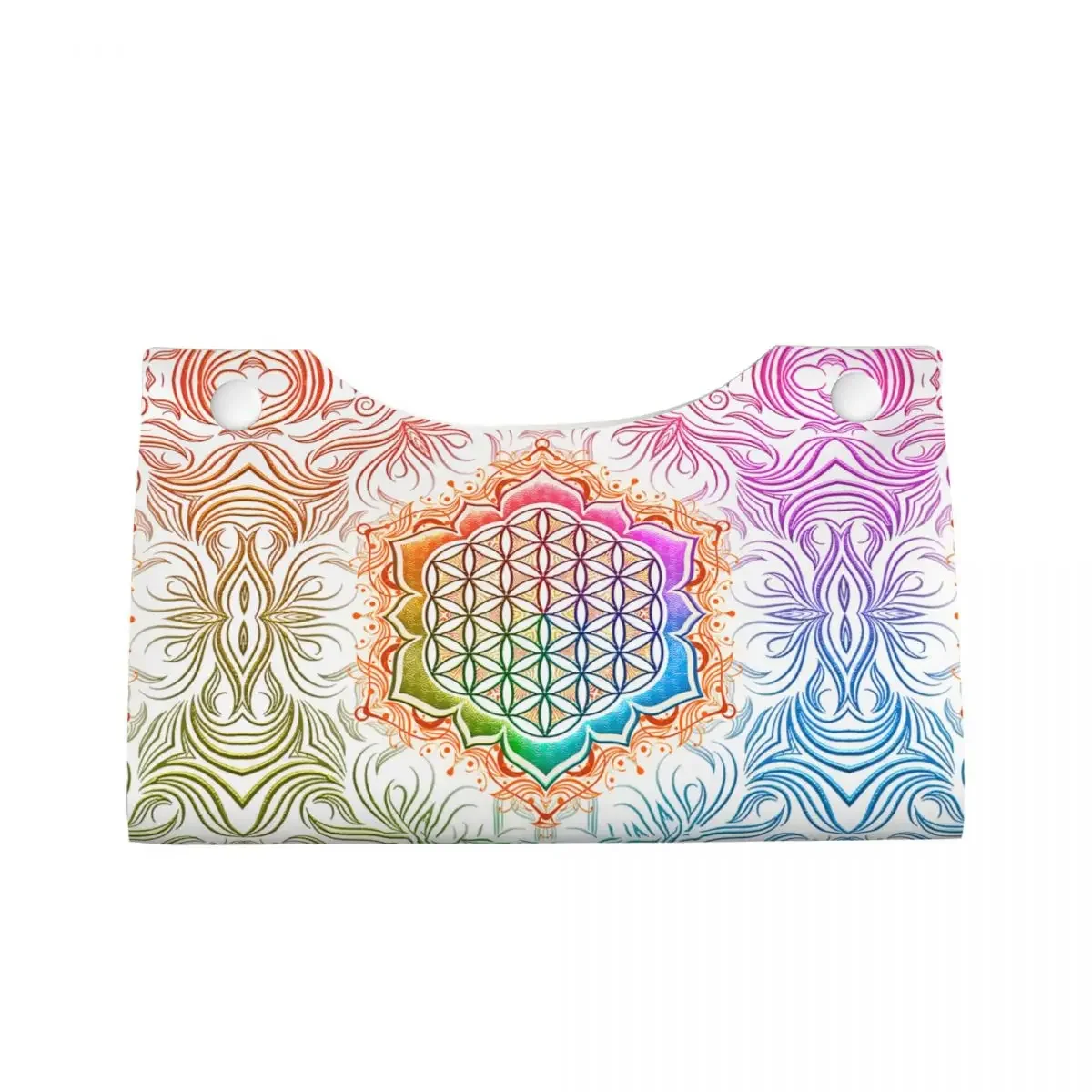 Custom Flower Of Life Lotus Facial Tissue Box Cover Rectangular Sacred Geometry Mandala PU Leather Tissue Box Holder for Office