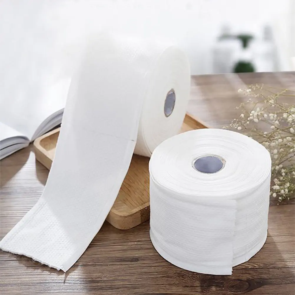 

2 рулона хлопковых салфеток для лица, 60 листов в каждом, ультраабсорбирующие, мягкие, плотного плетения, без ворса, для сухого и влажного использования, для снятия макияжа