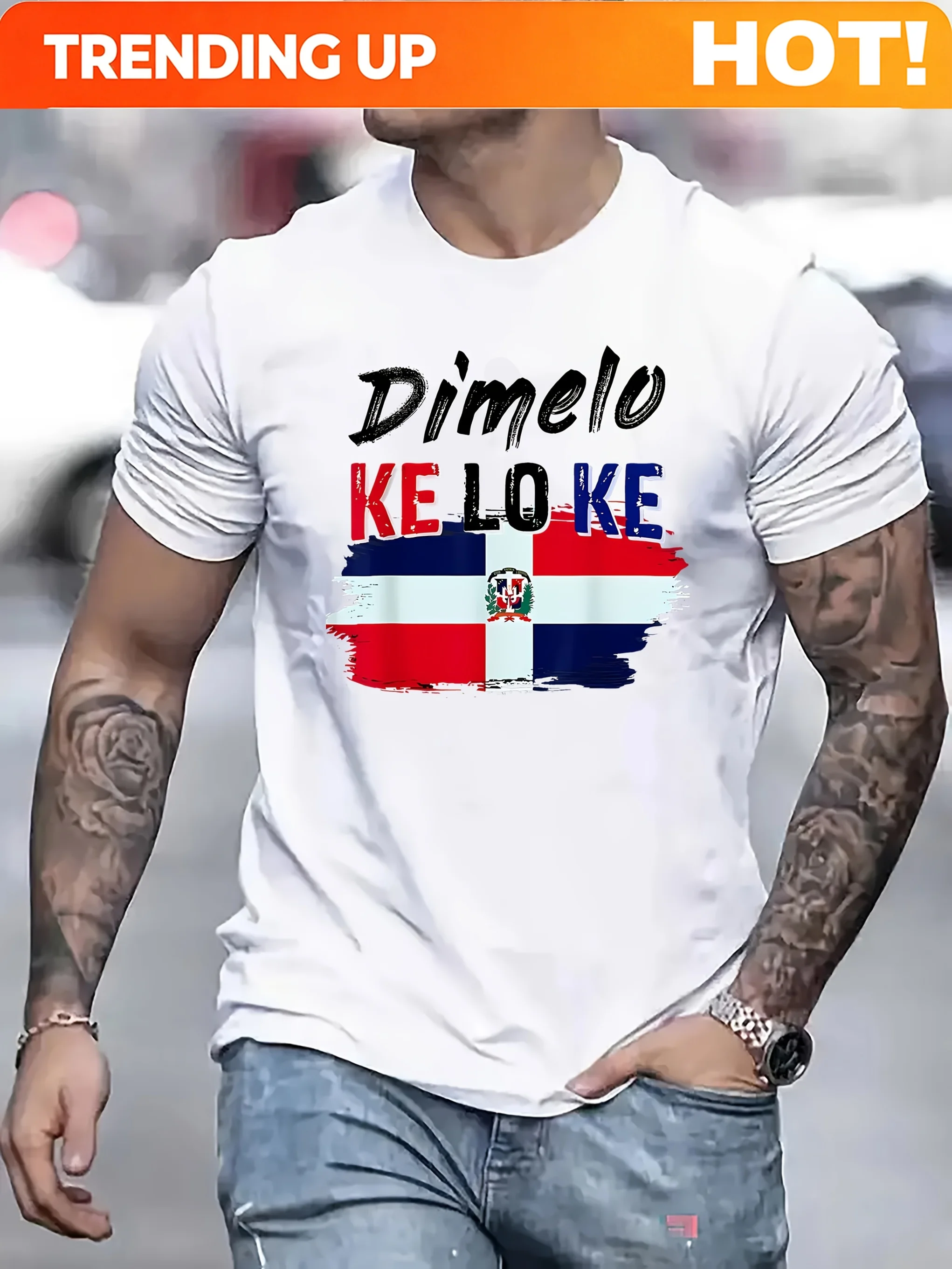 Men's & Women's Lightweight Breathable T-Shirt - Soft Crew Neck Summer Tee with Bold Flag Graphic, Red, Blue, White, Black Color